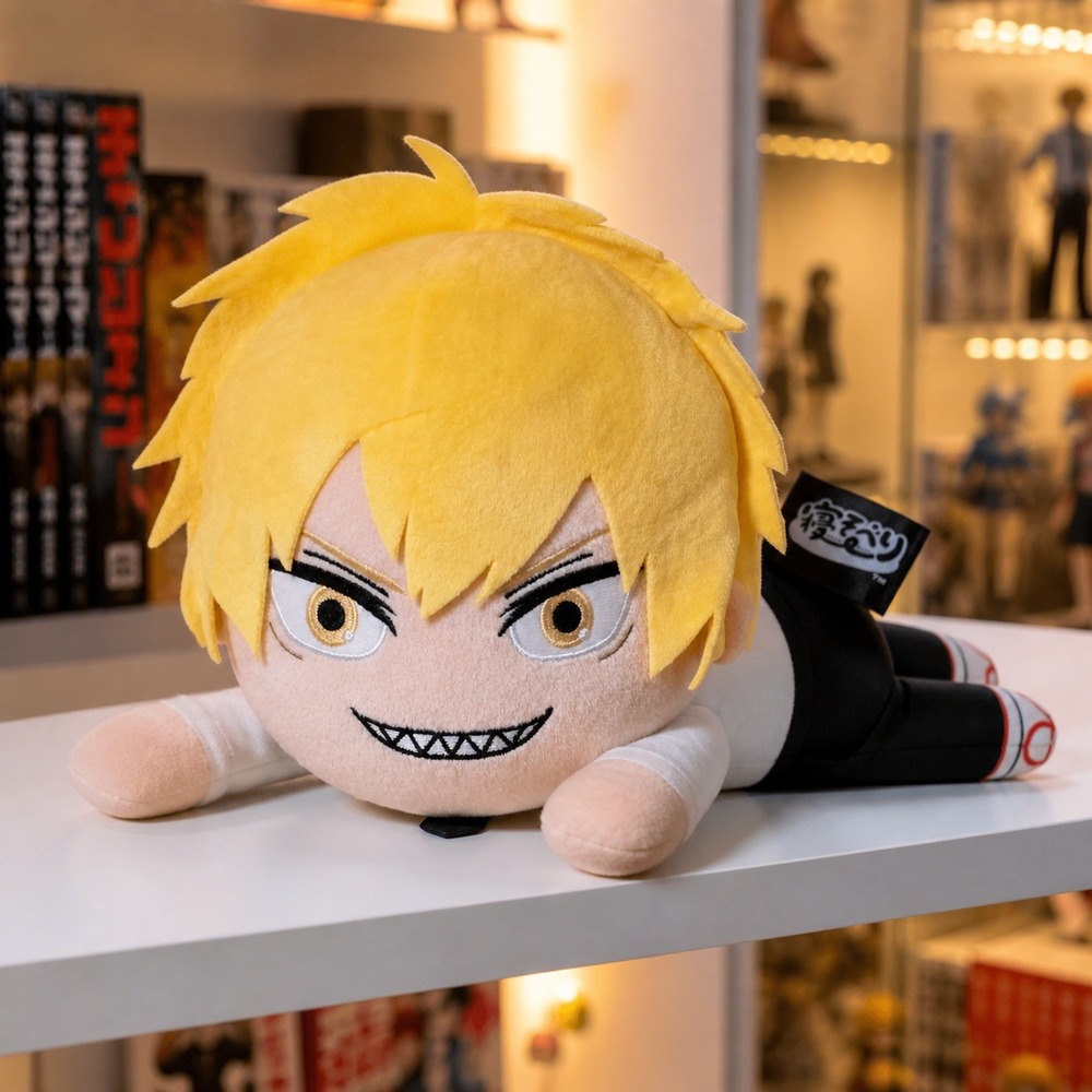 SEGA Nesoberi Chainsaw Man Denji Special Plush 12" Lying Down Anime Toy Official